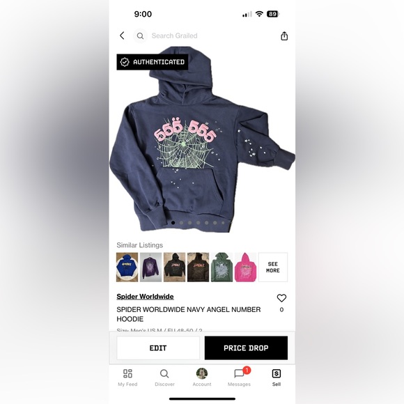 SP5DER NAVY ANGEL NUMBER HOODIE - Picture 7 of 8